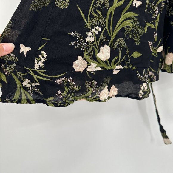 Reformation Monica Anastasia Floral Ruffle V-neck Tie Wrap Mini Dress - Picture 6 of 11